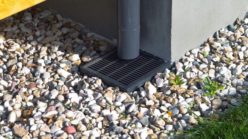 Landscaping rock used around a house to help with drainage.